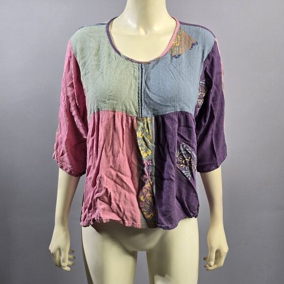 Small Colorful Patchwork Blouse (RACK3) - Picture 1 of 8